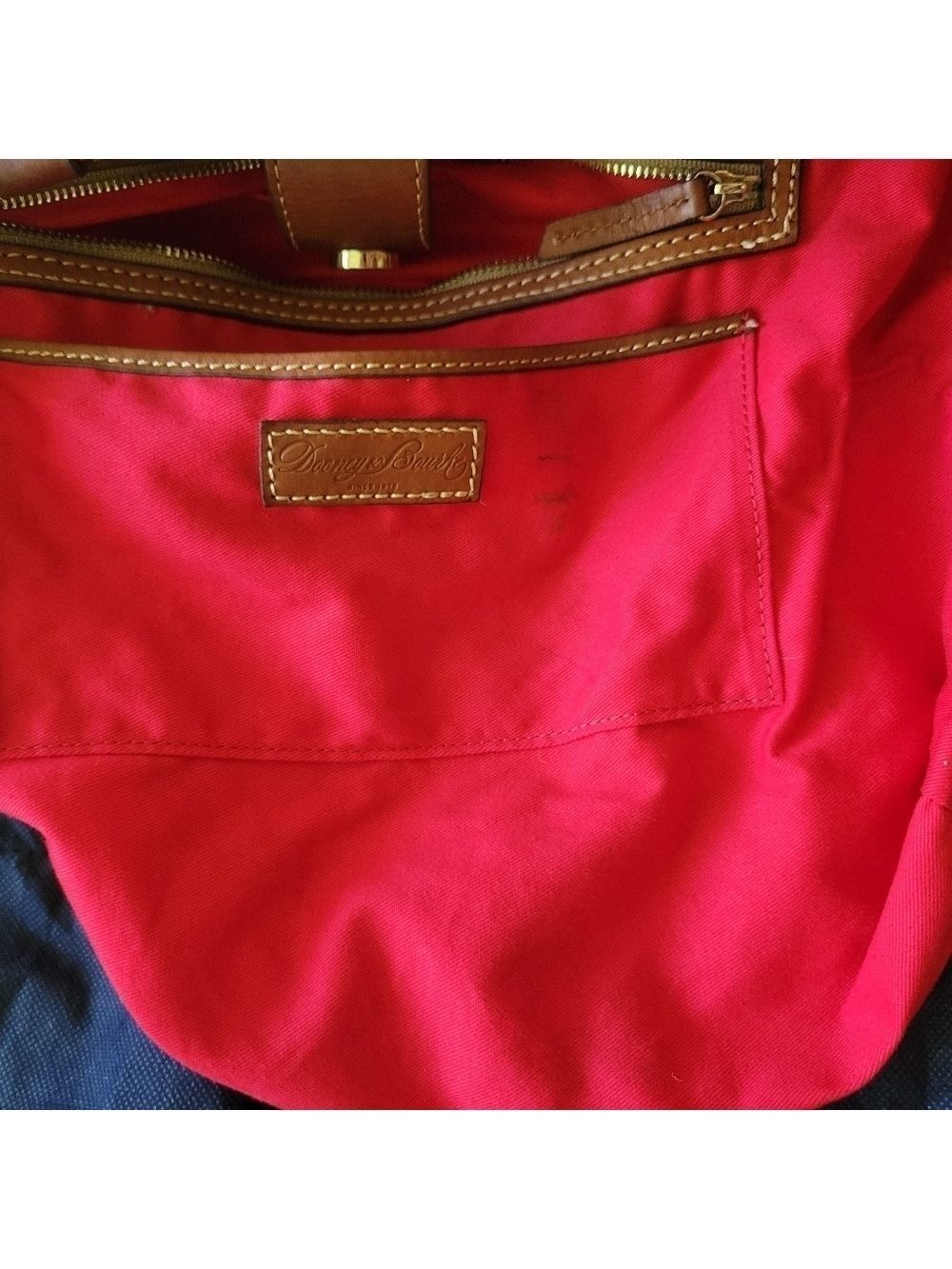 Dooney & Bourke Red Brow Ostrich Textured Leather Tote Bag Crossbody - Picture 7 of 8